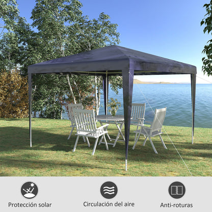 Foldable 3x3m Garden Gazebo Pavilion Canopy with 4 Drainage Holes and Anti-UV Steel Frame for Terrace Patio Outdoor Camping Blue
