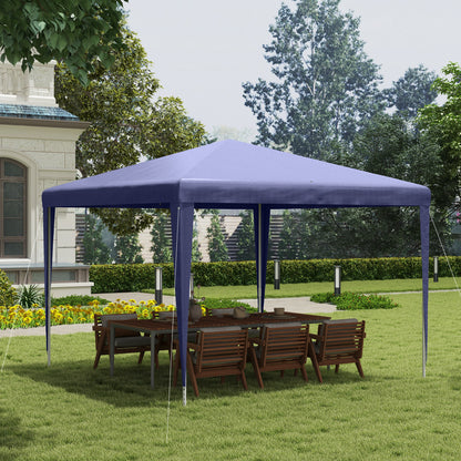 Foldable 3x3m Garden Gazebo Pavilion Canopy with 4 Drainage Holes and Anti-UV Steel Frame for Terrace Patio Outdoor Camping Blue