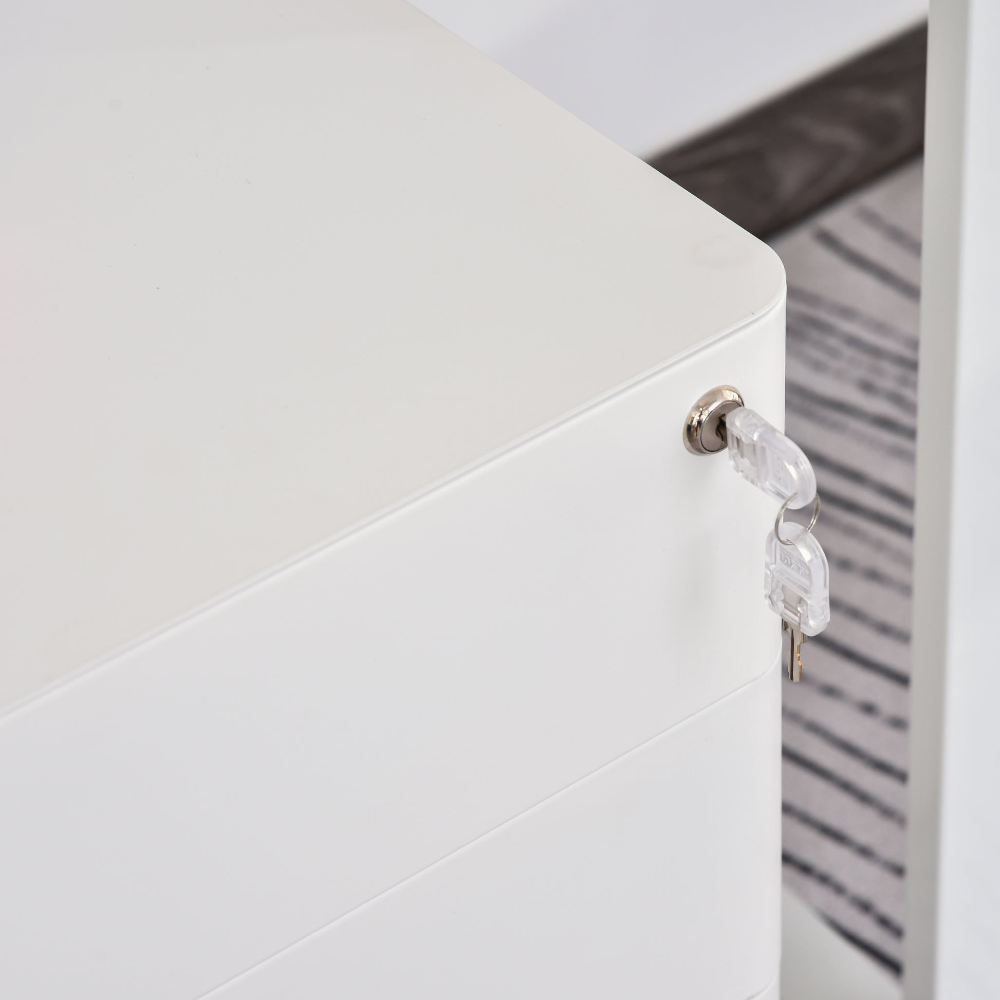 Rolling Container, Mobile Filing Cabinet with 3 Drawers, Lockable Office Cabinet with Hanging File Drawer, Storage, Steel, 39 x 48 x 59 cm White