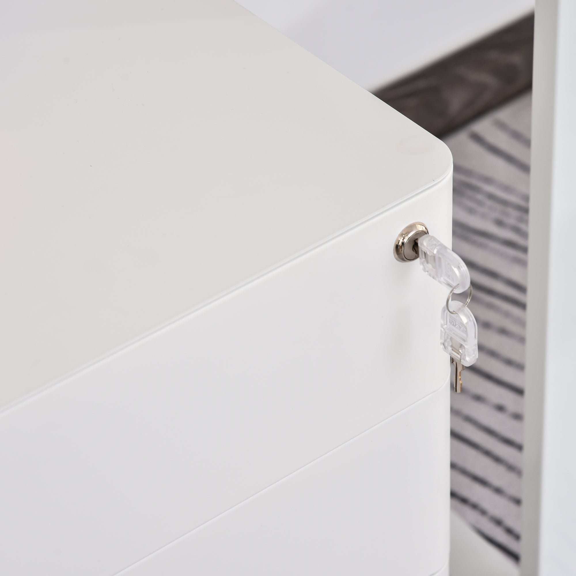 Rolling Container, Mobile Filing Cabinet with 3 Drawers, Lockable Office Cabinet with Hanging File Drawer, Storage, Steel, 39 x 48 x 59 cm White