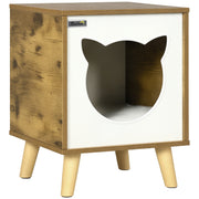 Wooden Cat House Indoor Cat Cave with Washable Cushion and Raised Legs 13.4x13.4x17.5 inches Brown