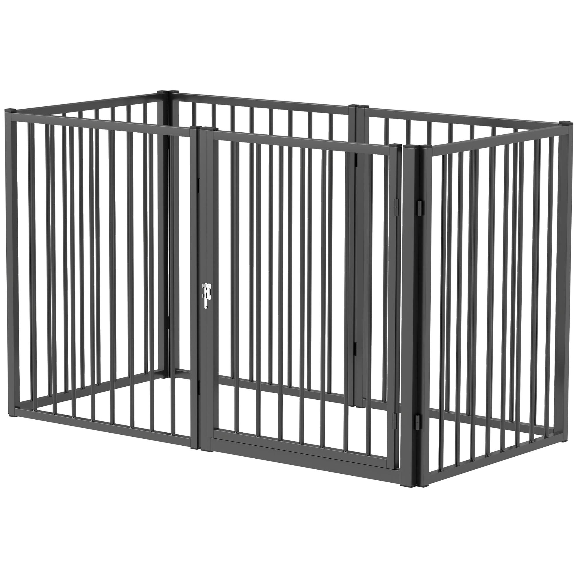 Puppy Playpen 76 cm High, 6-Piece Puppy Playpen with Door, Pet Playpen for Small to Medium Dogs, Rabbits, Guinea Pigs, Steel, Black