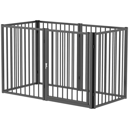 Puppy Playpen 76 cm High, 6-Piece Puppy Playpen with Door, Pet Playpen for Small to Medium Dogs, Rabbits, Guinea Pigs, Steel, Black