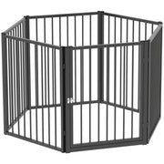 Puppy Playpen 76 cm High, 6-Piece Puppy Playpen with Door, Pet Playpen for Small to Medium Dogs, Rabbits, Guinea Pigs, Steel, Black