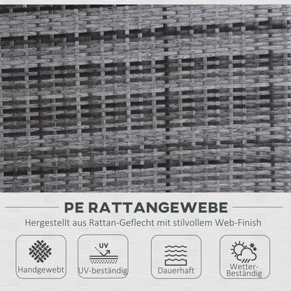 3 Piece Garden Sofa Patio Furniture Lounge Set Rattan Furniture Grey Poly Rattan + Metal 2-Seater Sofa 2 x Ottoman Cushions