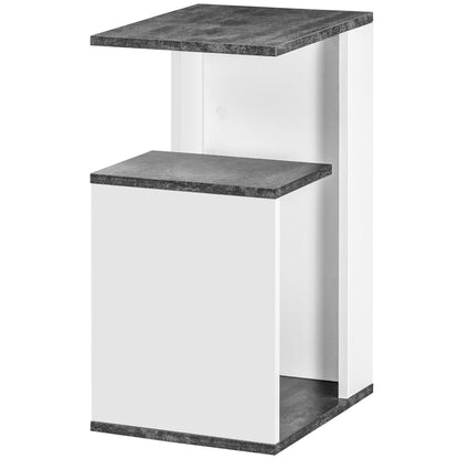 Bedside Table Nightstand Side Table with 2 Storage Shelves for Bedroom Living Room Bed Office Modern Style 35x29.5x60 cm Gray and White