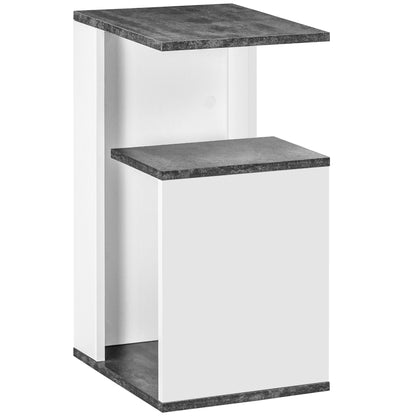 Bedside Table Nightstand Side Table with 2 Storage Shelves for Bedroom Living Room Bed Office Modern Style 35x29.5x60 cm Gray and White