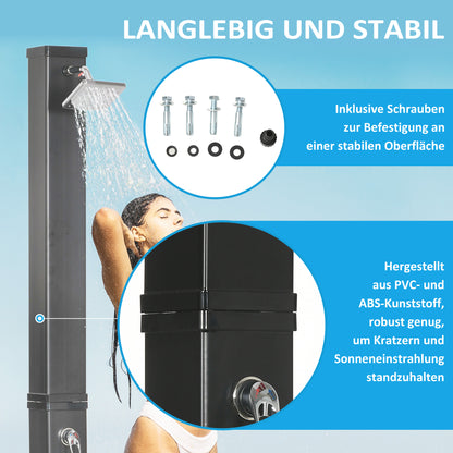 Solar Shower 40 Liters Garden Shower with Water Tap Shower Head, up to 60°C, Outdoor Shower without Power Connection Pool Shower Camping Shower Rain Shower Warm Water