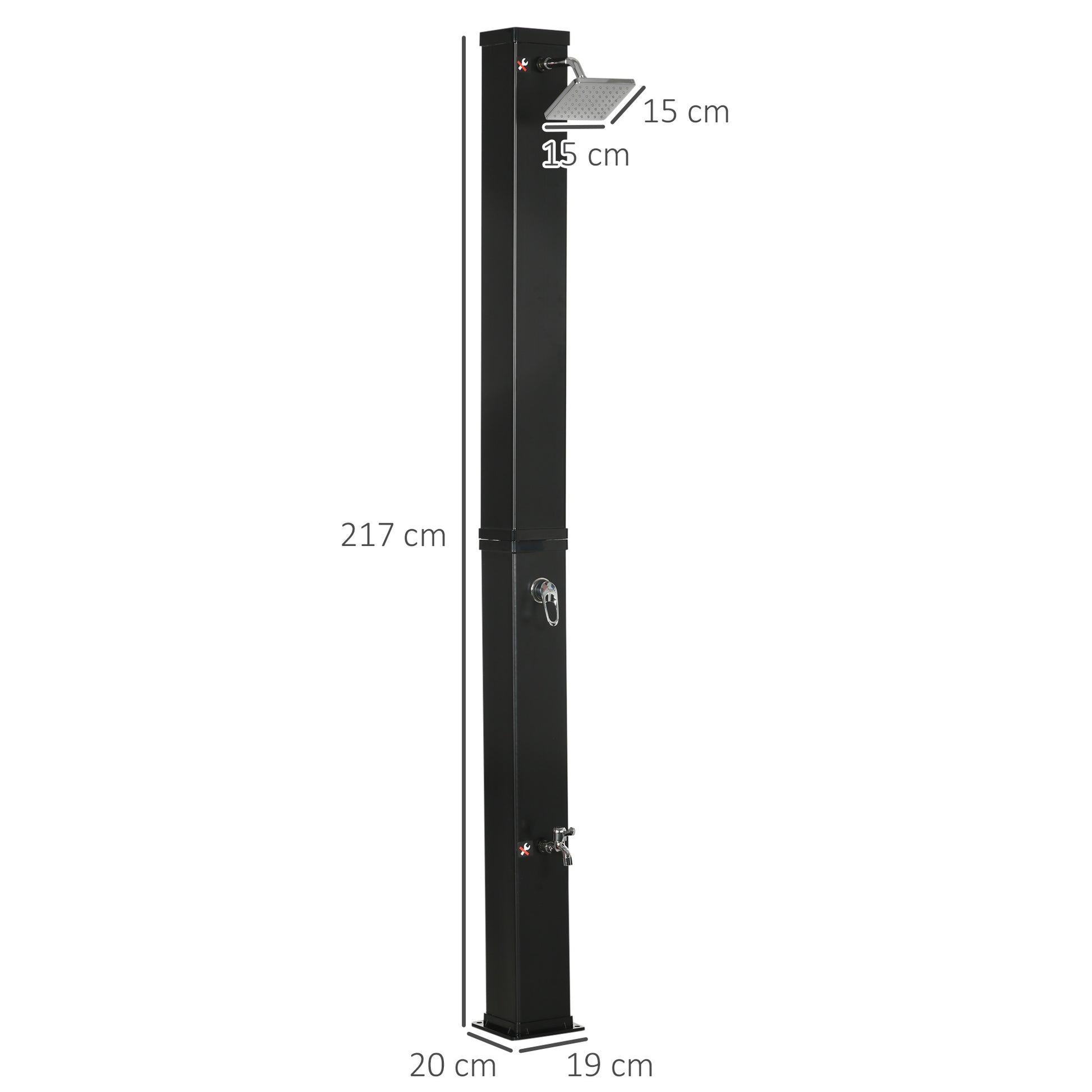Solar Shower 40 Liters Garden Shower with Water Tap Shower Head, up to 60°C, Outdoor Shower without Power Connection Pool Shower Camping Shower Rain Shower Warm Water