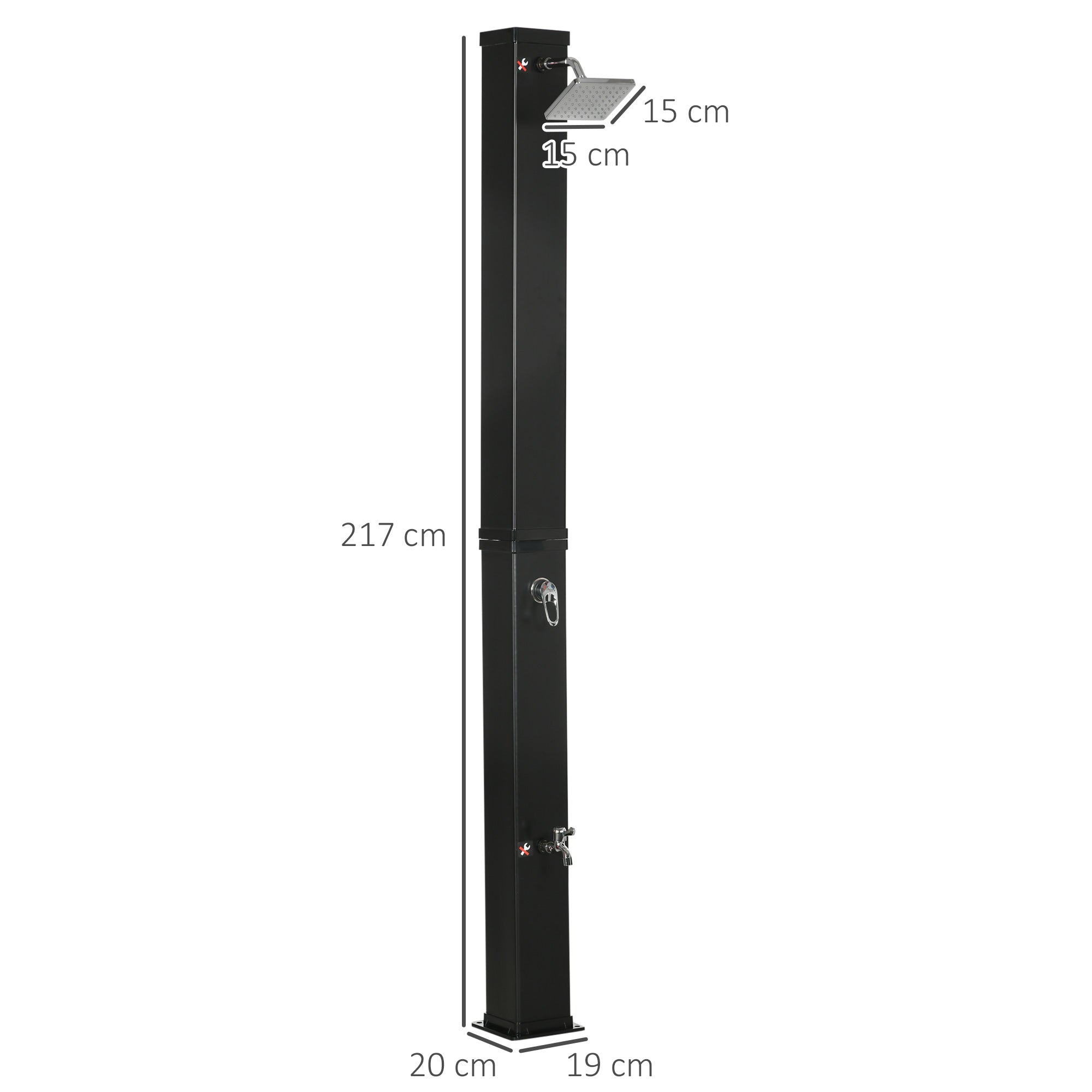 Solar Shower 40 Liters Garden Shower with Water Tap Shower Head, up to 60°C, Outdoor Shower without Power Connection Pool Shower Camping Shower Rain Shower Warm Water