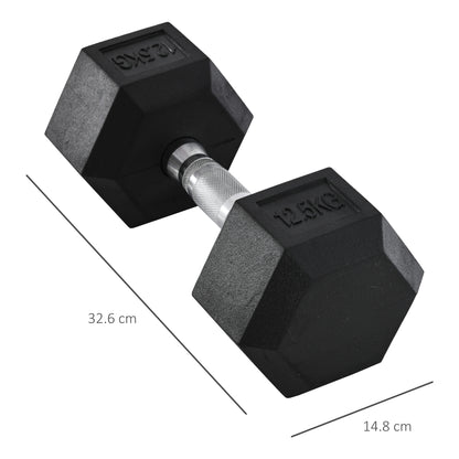 Dumbbells with knurled grip, Cast Iron Dumbbell, 1 x 12.5 kg, Dumbbells for Men and Women, Dumbbell for Home, Gym, Strength Training
