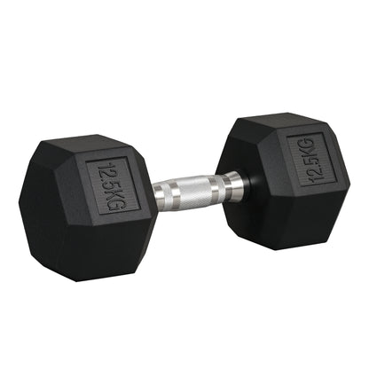 Dumbbells with knurled grip, Cast Iron Dumbbell, 1 x 12.5 kg, Dumbbells for Men and Women, Dumbbell for Home, Gym, Strength Training