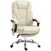 Massage and Heating Office Chair Ergonomic Computer Chair with Adjustable Height Reclining Backrest Wired Remote Retractable Footrest 360° Swivel Beige