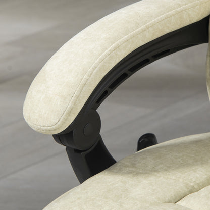 Massage and Heating Office Chair Ergonomic Computer Chair with Adjustable Height Reclining Backrest Wired Remote Retractable Footrest 360° Swivel Beige