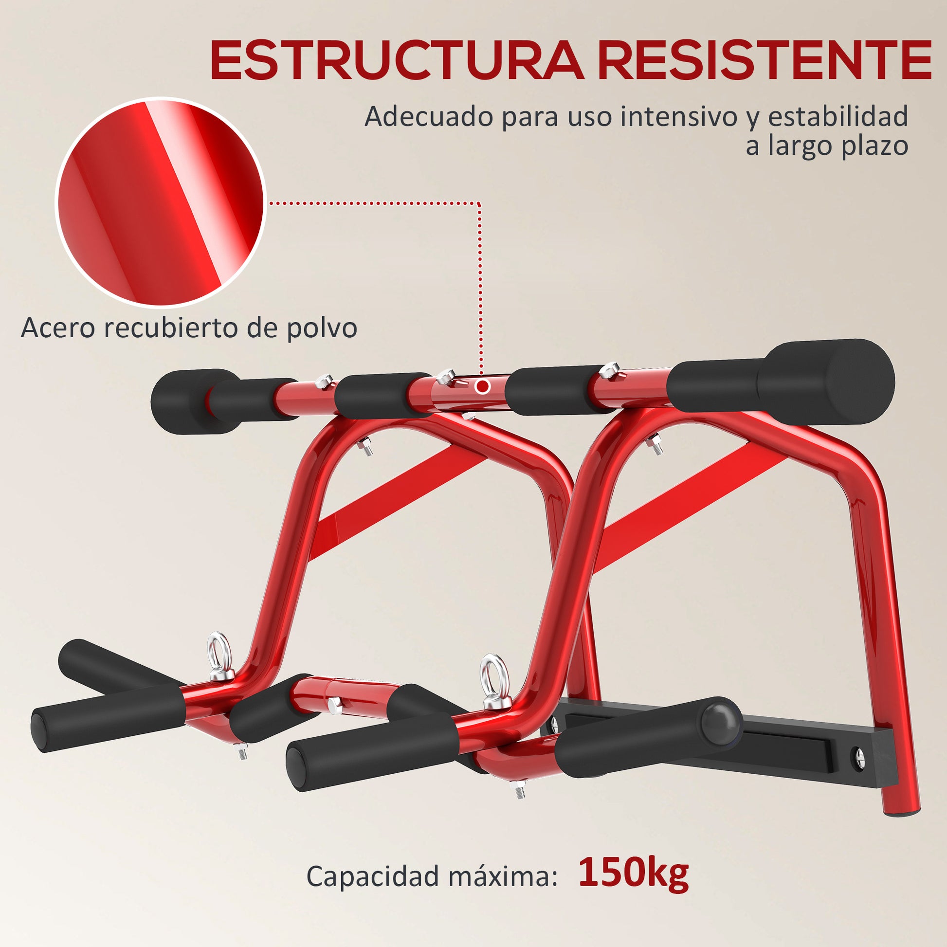 SPORTNOW Multifunctional Pull-Up Bar Wall-Mounted Pull-Up Bar 150 kg Load for Home Gym Workout Red and Black