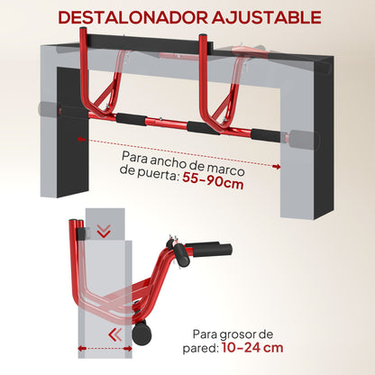 SPORTNOW Multifunctional Pull-Up Bar Wall-Mounted Pull-Up Bar 150 kg Load for Home Gym Workout Red and Black