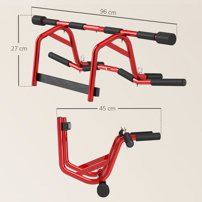SPORTNOW Multifunctional Pull-Up Bar Wall-Mounted Pull-Up Bar 150 kg Load for Home Gym Workout Red and Black