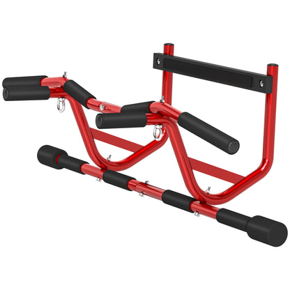 SPORTNOW Multifunctional Pull-Up Bar Wall-Mounted Pull-Up Bar 150 kg Load for Home Gym Workout Red and Black