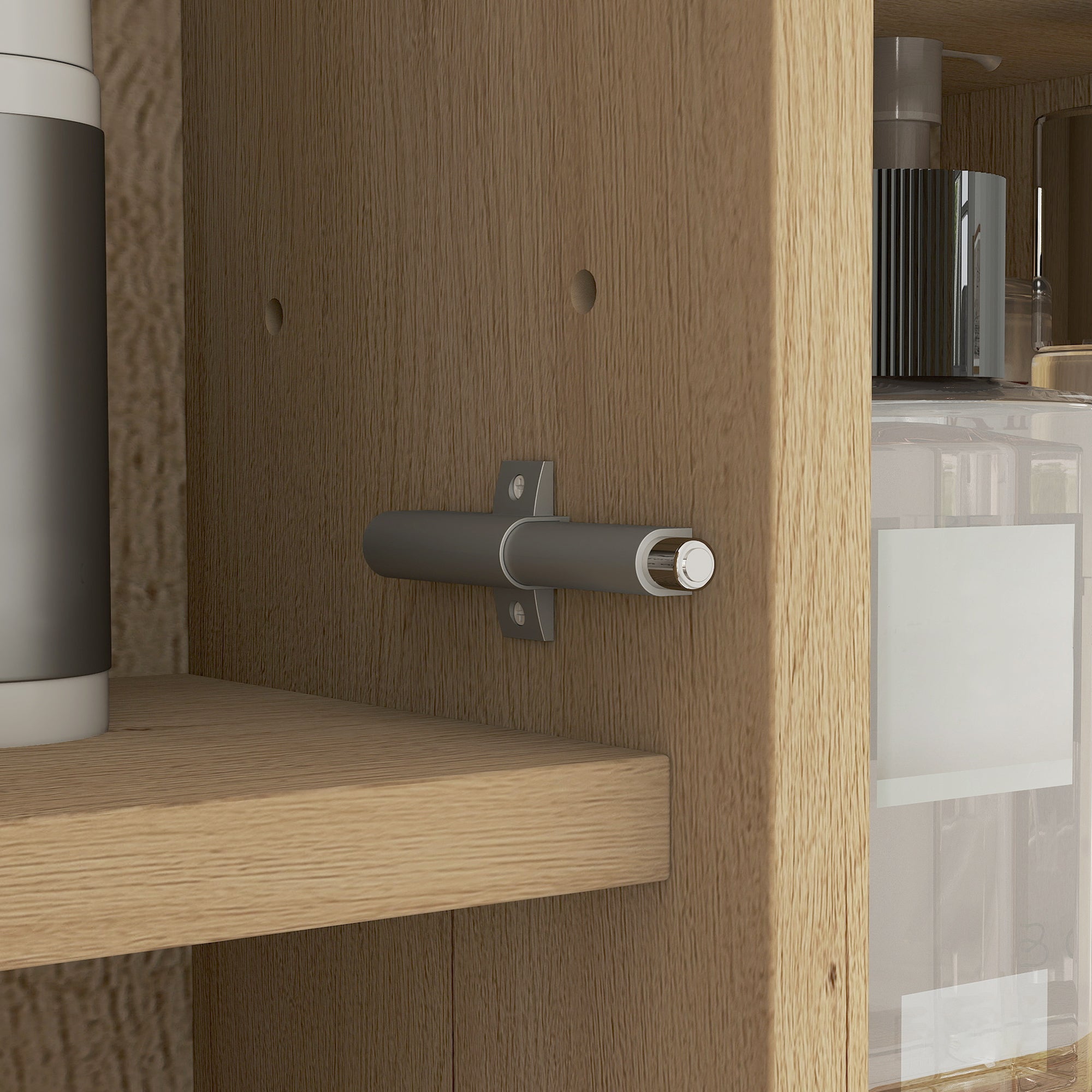 Bathroom Cabinet with Mirror Wall Mounted Bathroom Cabinet with Adjustable Shelf and 6 Open Compartments 23.6x6.3x23 inches Oak