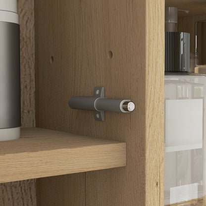 Bathroom Cabinet with Mirror Wall Mounted Bathroom Cabinet with Adjustable Shelf and 6 Open Compartments 23.6x6.3x23 inches Oak