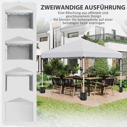 Pavilion approx. 3x3m, water-repellent Stable Winterproof Pop-up Folding Pavilion with 2 Side Walls, UV 30+ Protection, Foldable Party Tent Garden Tent with Bag, Garden Pavilion for Camping, White