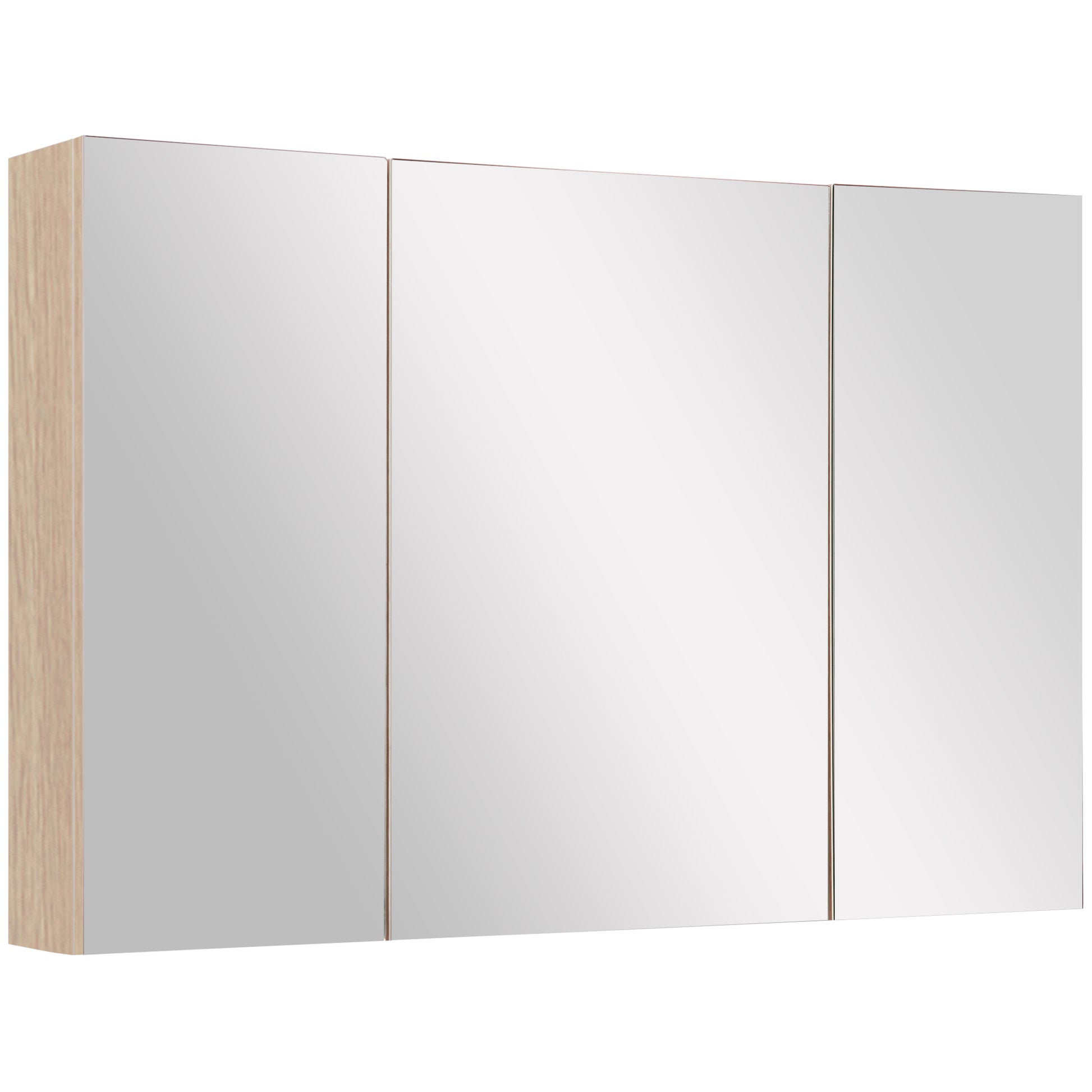Bathroom Cabinet with Mirror Bathroom Mirror Cabinet with 3 Doors and Adjustable Shelves for Bathroom Bedroom Modern Style 90x60x13.5 cm Oak