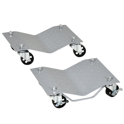 Parking Lift 2 Pieces Parking Aid Tire Change Jack with 4 Wheels for Car Gray 40.5L x 30W x 13.5H cm