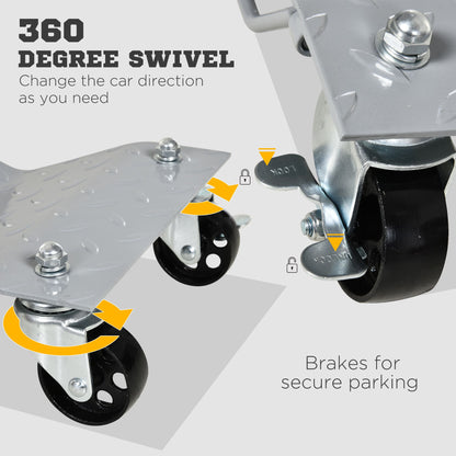 Parking Lift 2 Pieces Parking Aid Tire Change Jack with 4 Wheels for Car Gray 40.5L x 30W x 13.5H cm