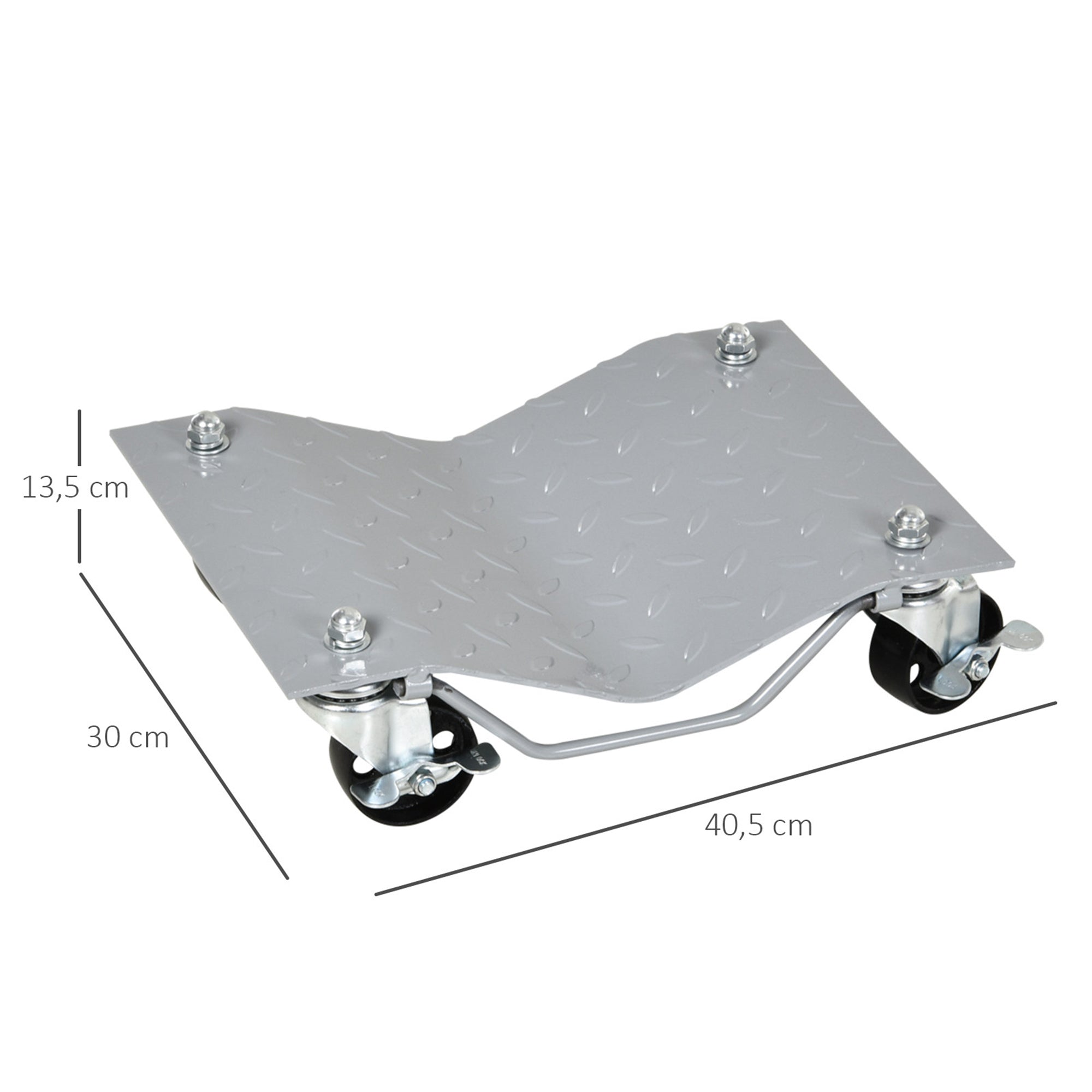 Parking Lift 2 Pieces Parking Aid Tire Change Jack with 4 Wheels for Car Gray 40.5L x 30W x 13.5H cm