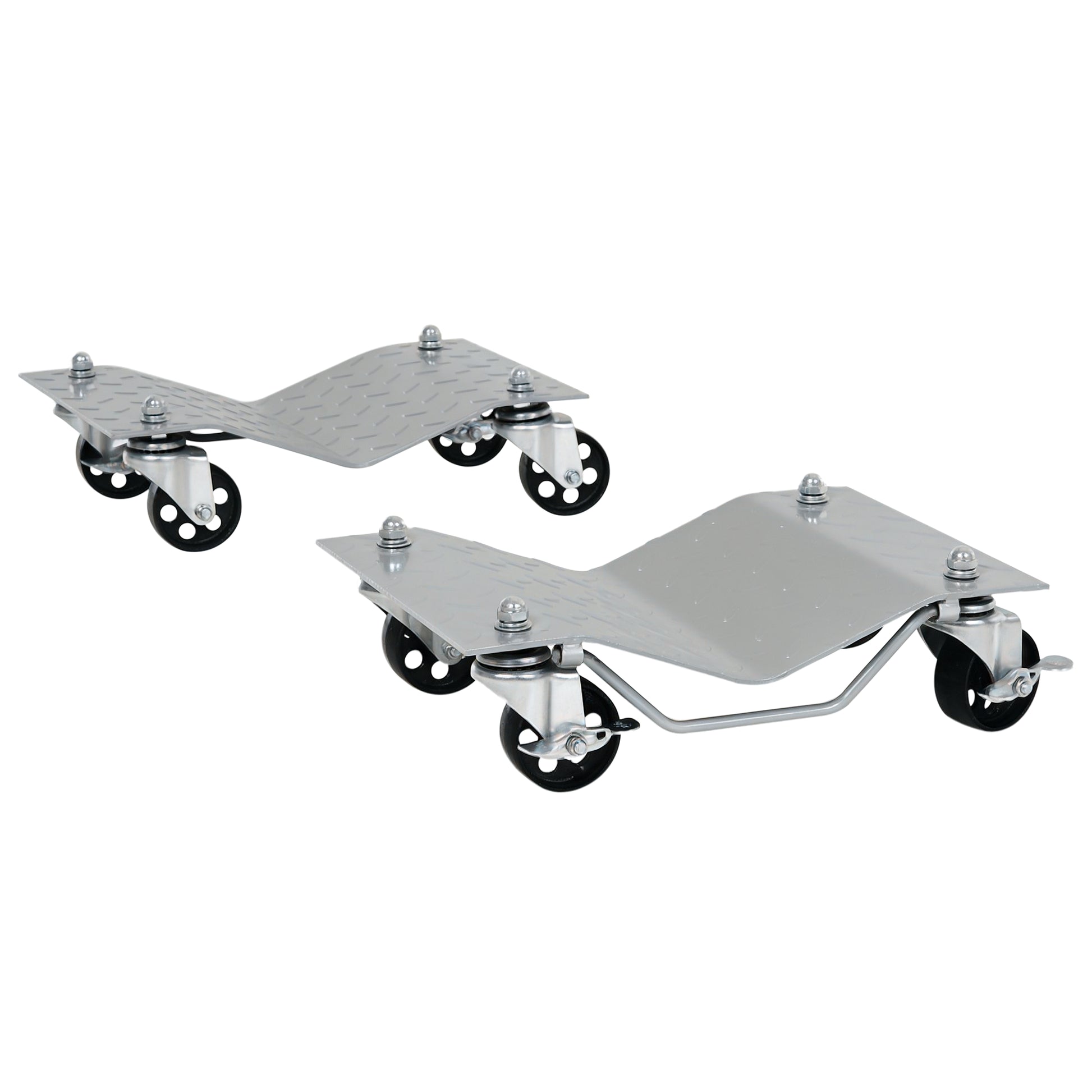 Parking Lift 2 Pieces Parking Aid Tire Change Jack with 4 Wheels for Car Gray 40.5L x 30W x 13.5H cm