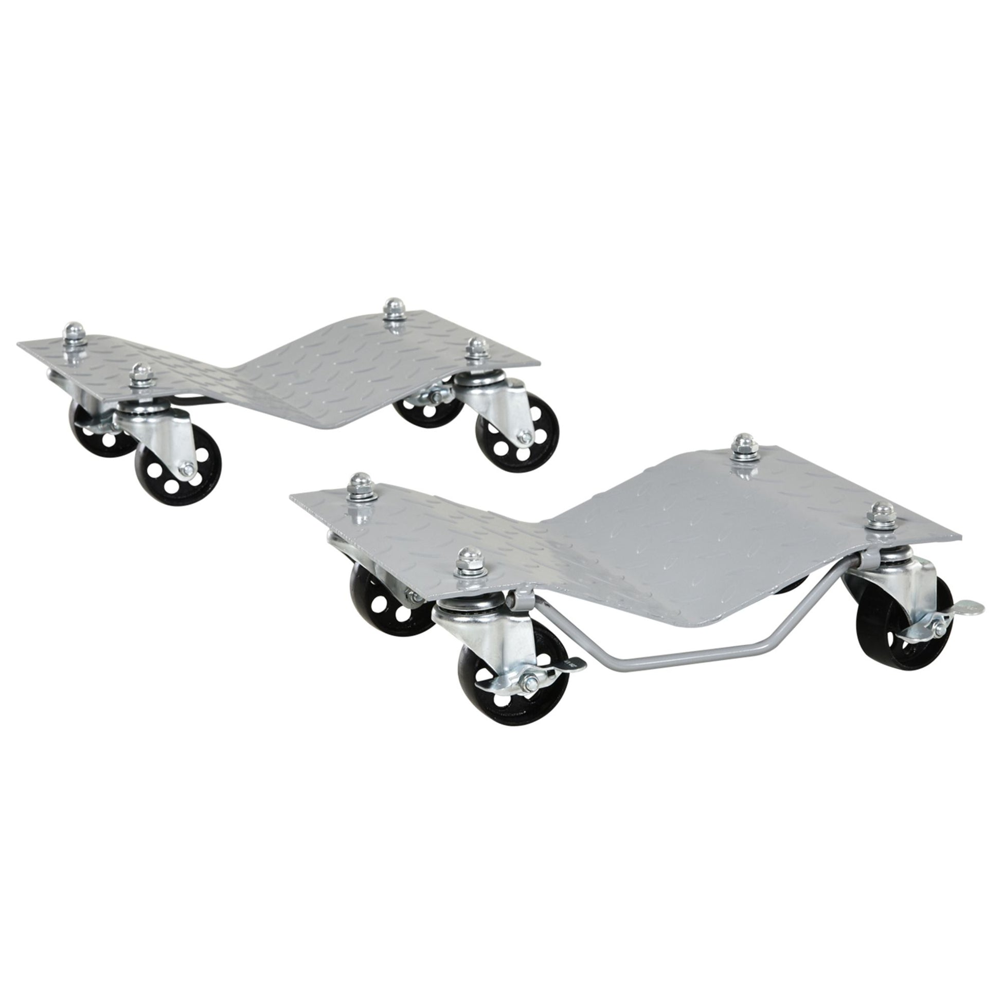 Parking Lift 2 Pieces Parking Aid Tire Change Jack with 4 Wheels for Car Gray 40.5L x 30W x 13.5H cm