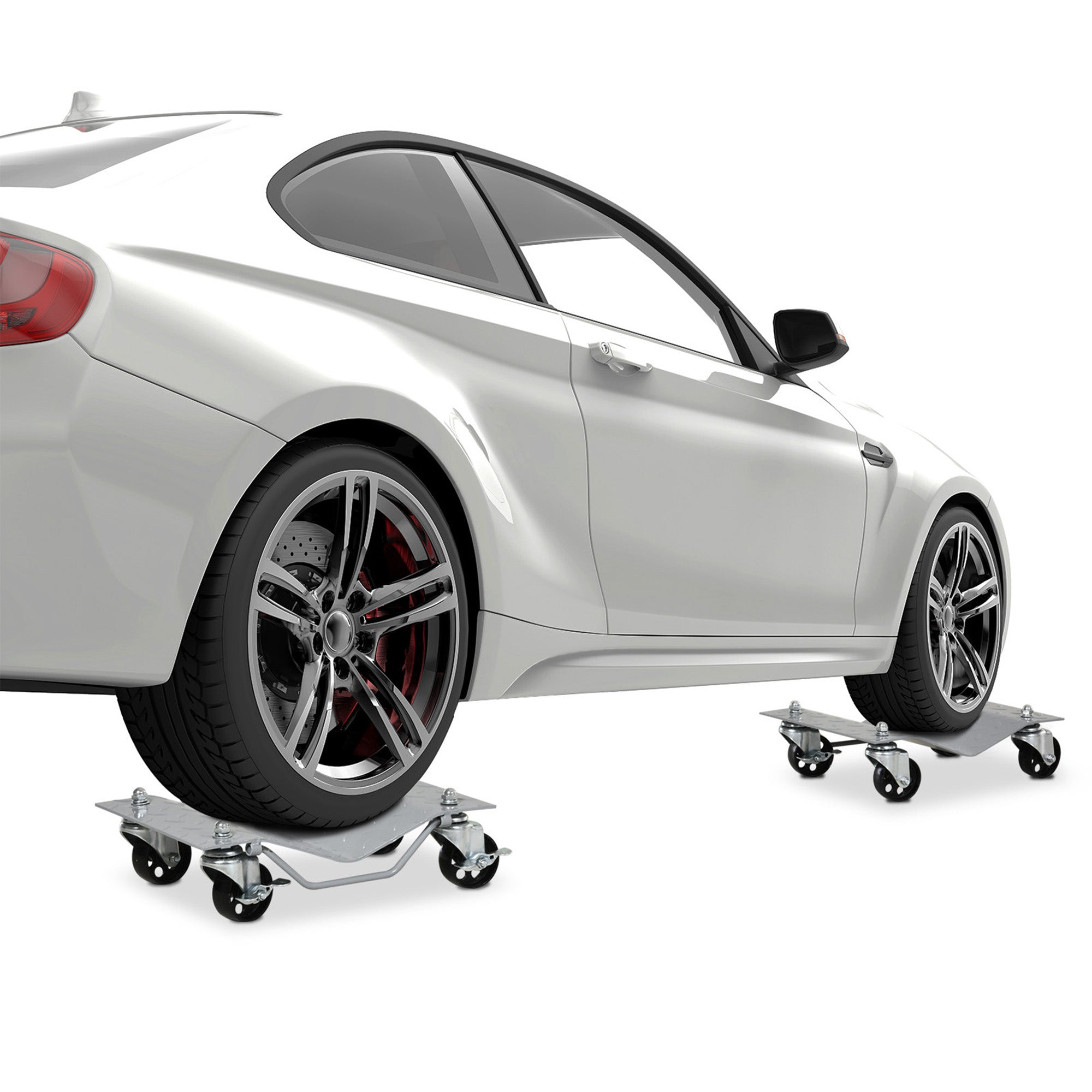 Parking Lift 2 Pieces Parking Aid Tire Change Jack with 4 Wheels for Car Gray 40.5L x 30W x 13.5H cm
