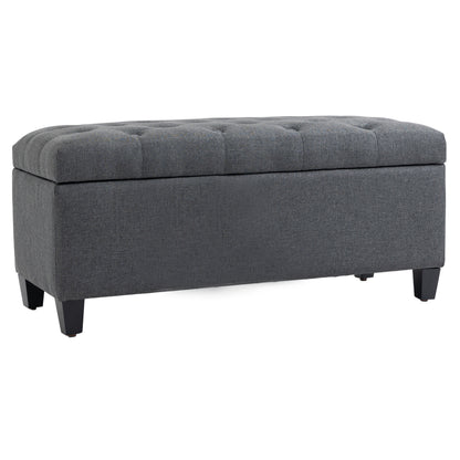 Bench Upholstered Bench with Storage Chest Bench Hallway Bedroom Living Room Linen-like Polyester Rubberwood Dark Gray 100 x 40 x 44 cm