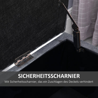 Bench Upholstered Bench with Storage Chest Bench Hallway Bedroom Living Room Linen-like Polyester Rubberwood Dark Gray 100 x 40 x 44 cm