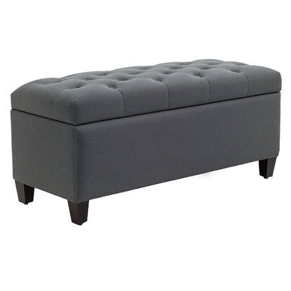 Bench Upholstered Bench with Storage Chest Bench Hallway Bedroom Living Room Linen-like Polyester Rubberwood Dark Gray 100 x 40 x 44 cm