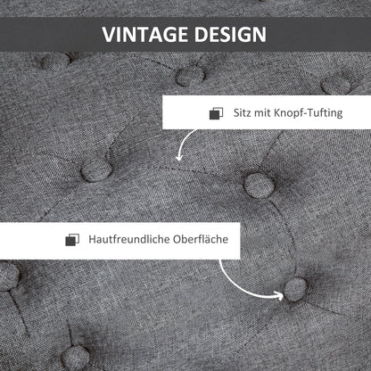 Bench Upholstered Bench with Storage Chest Bench Hallway Bedroom Living Room Linen-like Polyester Rubberwood Dark Gray 100 x 40 x 44 cm