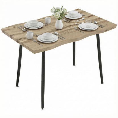 Dining Table for 4, 110 x 70 x 75 cm (43.3 x 27.6 x 29.5 in) Nordic Modern Kitchen Table with Steel Frame, Oak-Effect Top