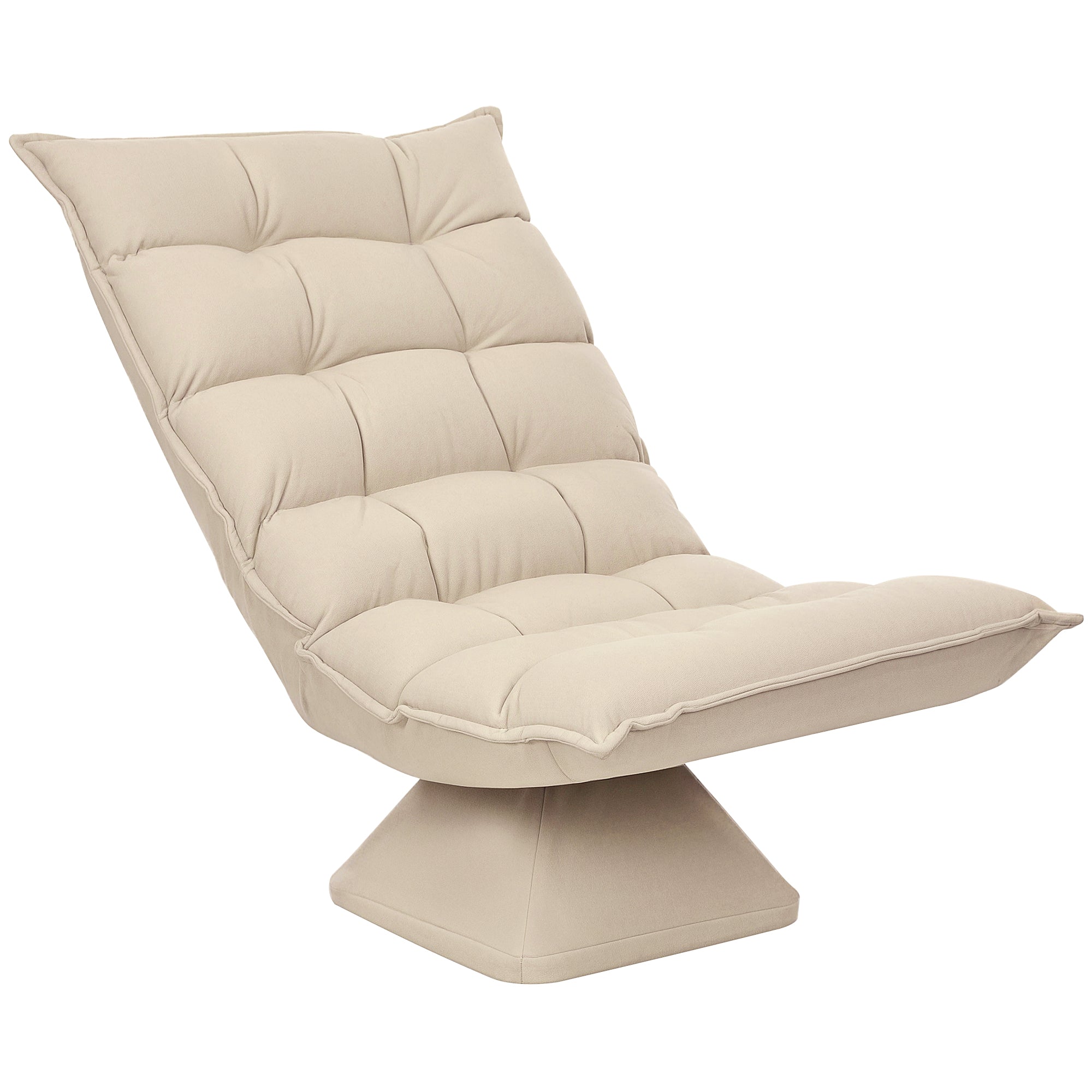 Floor Chair Floor Sofa with Adjustable Backrest, Swivel Meditation Chair with Base, Lazy Sofa, Padded Reclining Armchair for Office, Living Room, Beige