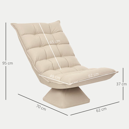 Floor Chair Floor Sofa with Adjustable Backrest, Swivel Meditation Chair with Base, Lazy Sofa, Padded Reclining Armchair for Office, Living Room, Beige