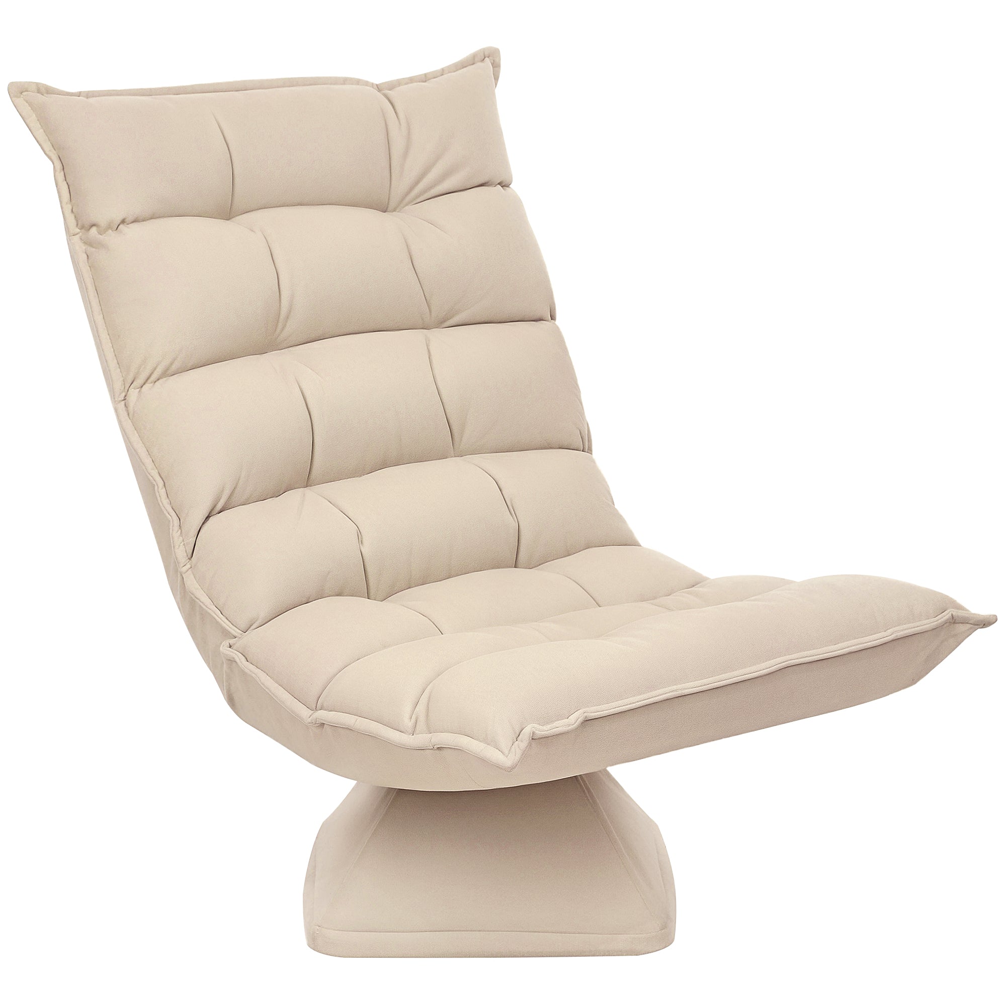 Floor Chair Floor Sofa with Adjustable Backrest, Swivel Meditation Chair with Base, Lazy Sofa, Padded Reclining Armchair for Office, Living Room, Beige