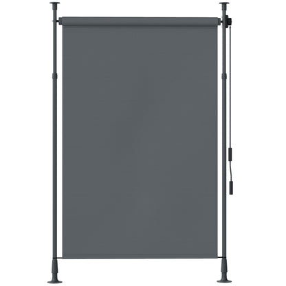 Outdoor Free-standing Awning Retractable Manual Awning Adjustable Length 2 x 2.2-3.1 m with Crank Installation Without Drilling Metal Aluminum Polyester Dark Grey