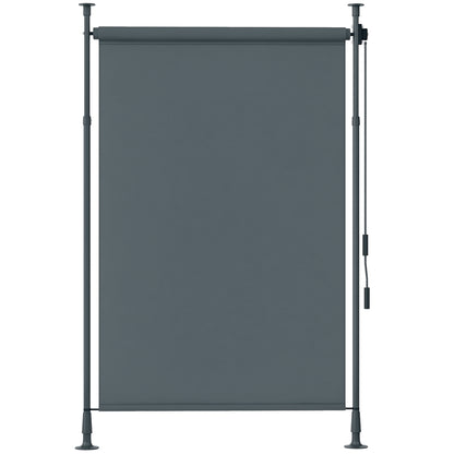 Outdoor Free-standing Awning Retractable Manual Awning Adjustable Length 2 x 2.2-3.1 m with Crank Installation Without Drilling Metal Aluminum Polyester Dark Grey