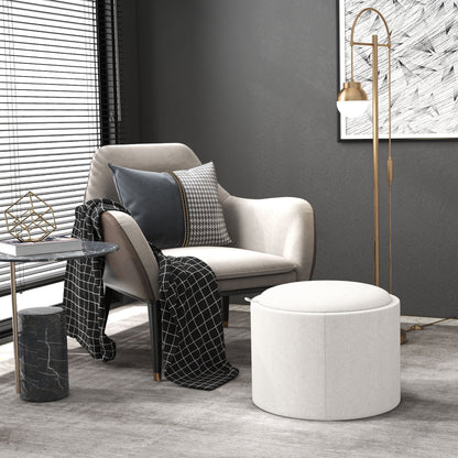 Storage Ottoman Footrest Ottoman Cube Storage Box Padded Ottoman, Linen-Like 56 x 42 x 42 cm Cream