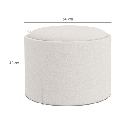 Storage Ottoman Footrest Ottoman Cube Storage Box Padded Ottoman, Linen-Like 56 x 42 x 42 cm Cream