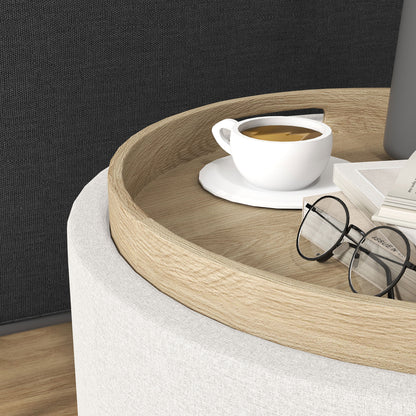 Storage Ottoman Footrest Ottoman Cube Storage Box Padded Ottoman, Linen-Like 56 x 42 x 42 cm Cream