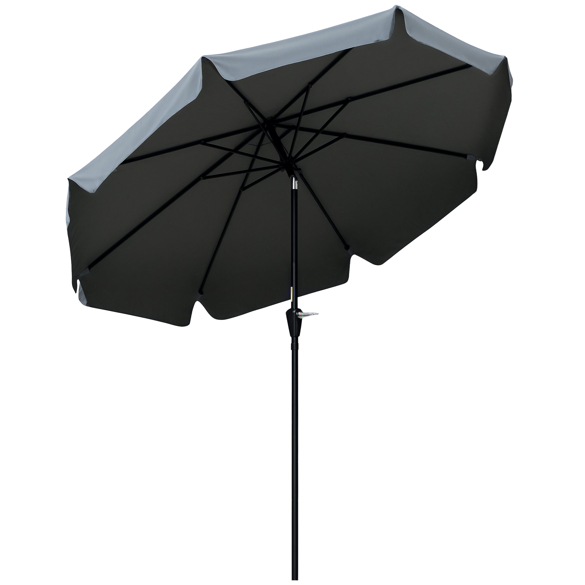 Garden Umbrella Ø266 cm Patio Umbrella Tilt with UV50+ Protection Aluminum Pole and Crank Sun Umbrella for Patio Terrace Dark Gray