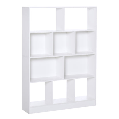 4-Tier Bookshelf with 10 Compartments Multi-Purpose Storage Shelves for Books Plants 100x23.8x140 cm White