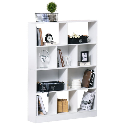 4-Tier Bookshelf with 10 Compartments Multi-Purpose Storage Shelves for Books Plants 100x23.8x140 cm White