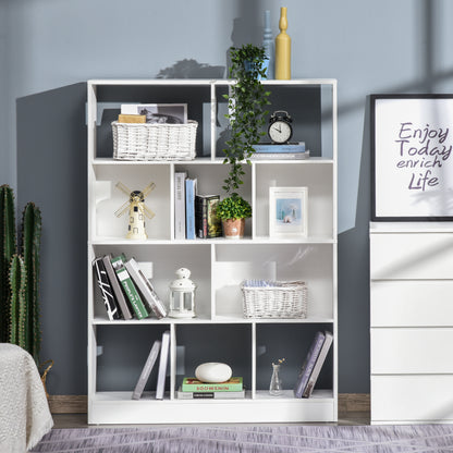 4-Tier Bookshelf with 10 Compartments Multi-Purpose Storage Shelves for Books Plants 100x23.8x140 cm White