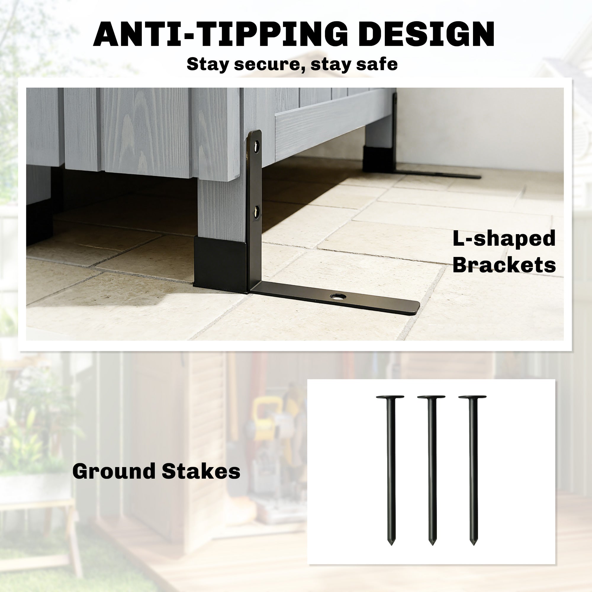 Extra-Tall Wooden Garden Storage Shed with Adjustable Shelves, Magnetic Door, Galvanized Roof, Ventilation & Anti-Tip Kit, 85 x 58 x 213 cm (33.5 x 22.8 x 84 in) – Gray